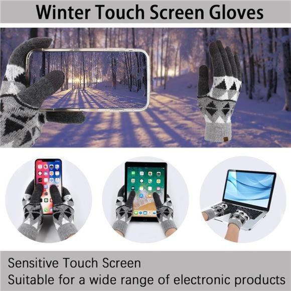 3-in-1 Winter Beanie Hat Scarf Gloves Knitted Set,  Black main image 5